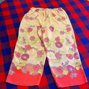 Josie Sheer Floral Pink Pajama Pants Size Large